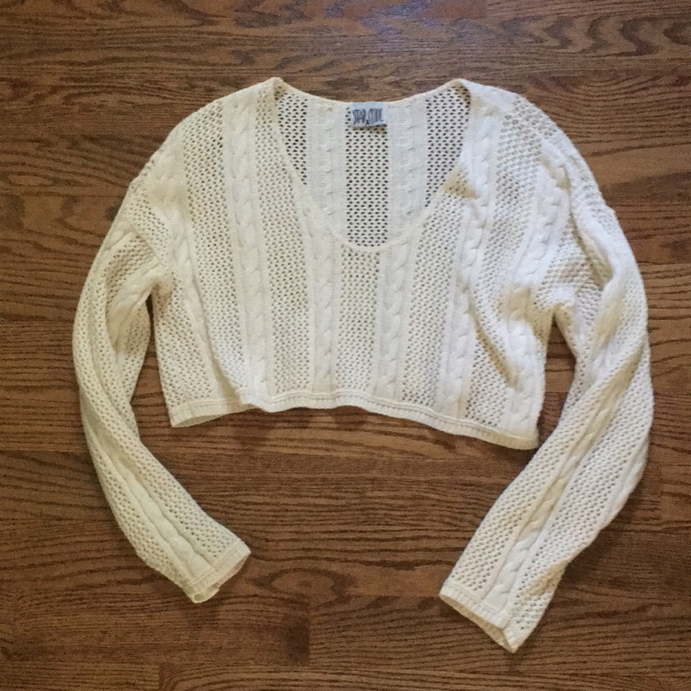 Star Cody cropped ivory, long-sleeve sweater